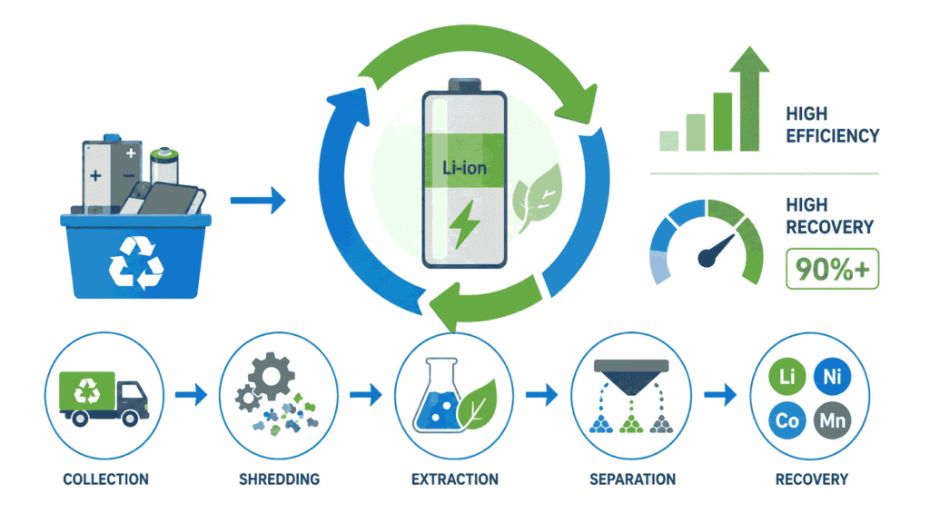 Efficiency and Recovery Rates in Lithium Battery Recycling