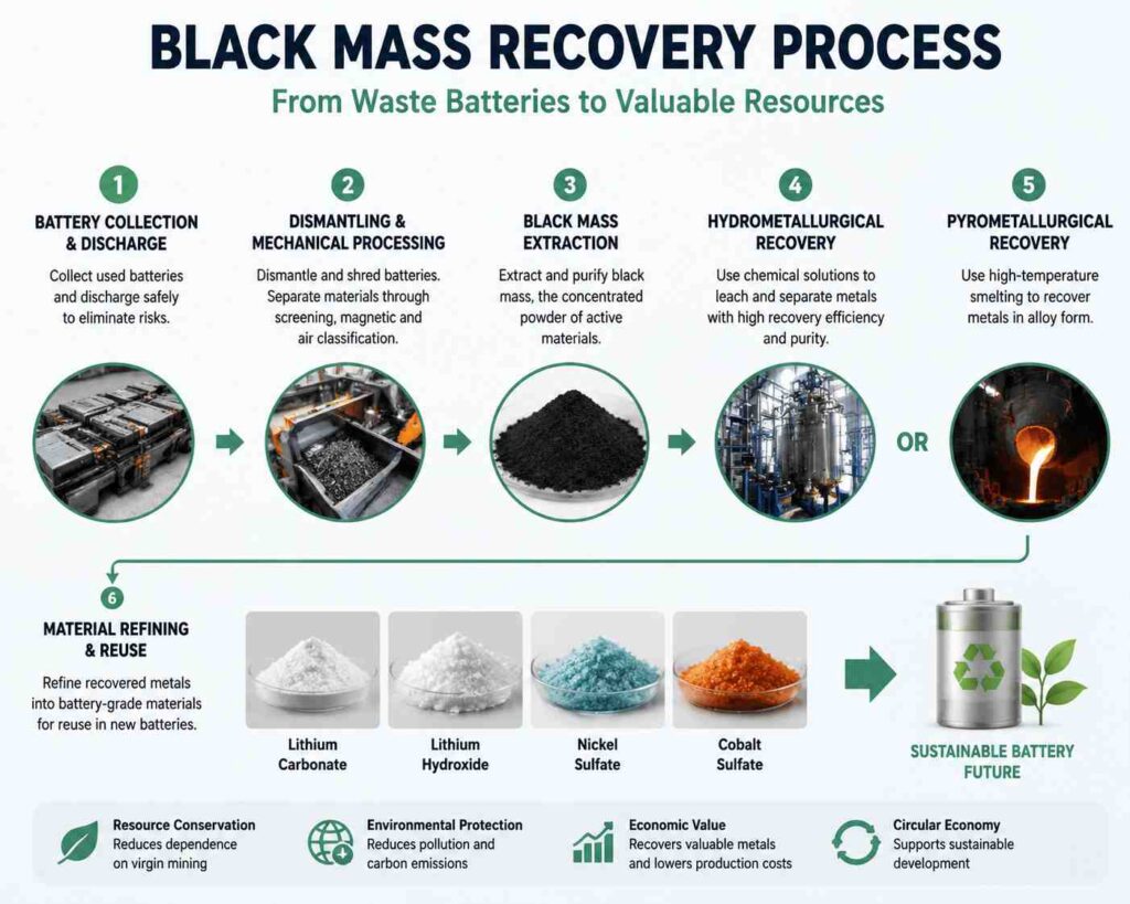 An In-depth Look at the Black Mass Recovery Process in Lithium Battery Recycling