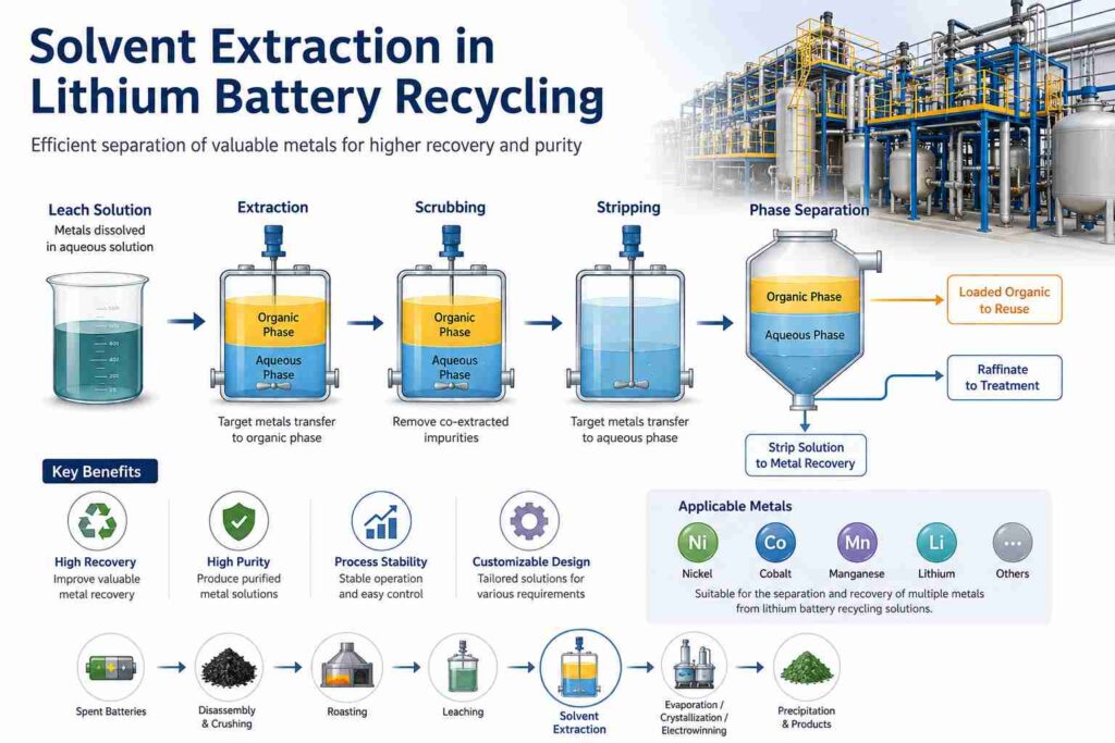 Solvent Extraction in Lithium Battery Recycling
