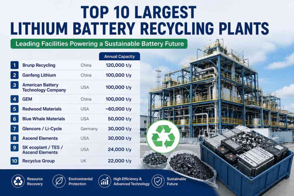 Top 10 Largest Lithium Battery Recycling Plants in the World